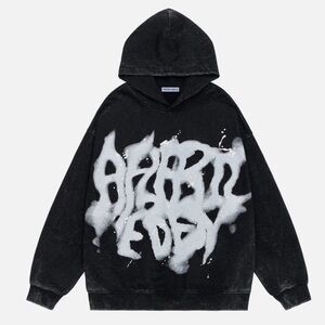 NWT Aelfric Eden Graphic Hoodies Abstract Print Washed Hoodie Long Sleeve Acid S